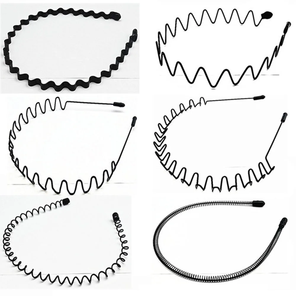 Top Trends: Hair Band For Women Men Wave Shaped Hairband Face Washing Headdress Unisex Hair Hoop Non Slip Black Metal Spiral Headbands Shoppable Styles - Image 3