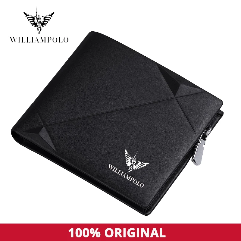 Top Trends: WILLIAMPOLO Men's Slim Wallet Genuine Leather Mini Purse Casual Design Bifold Wallet Brand Short Slim Wallet Shoppable Styles