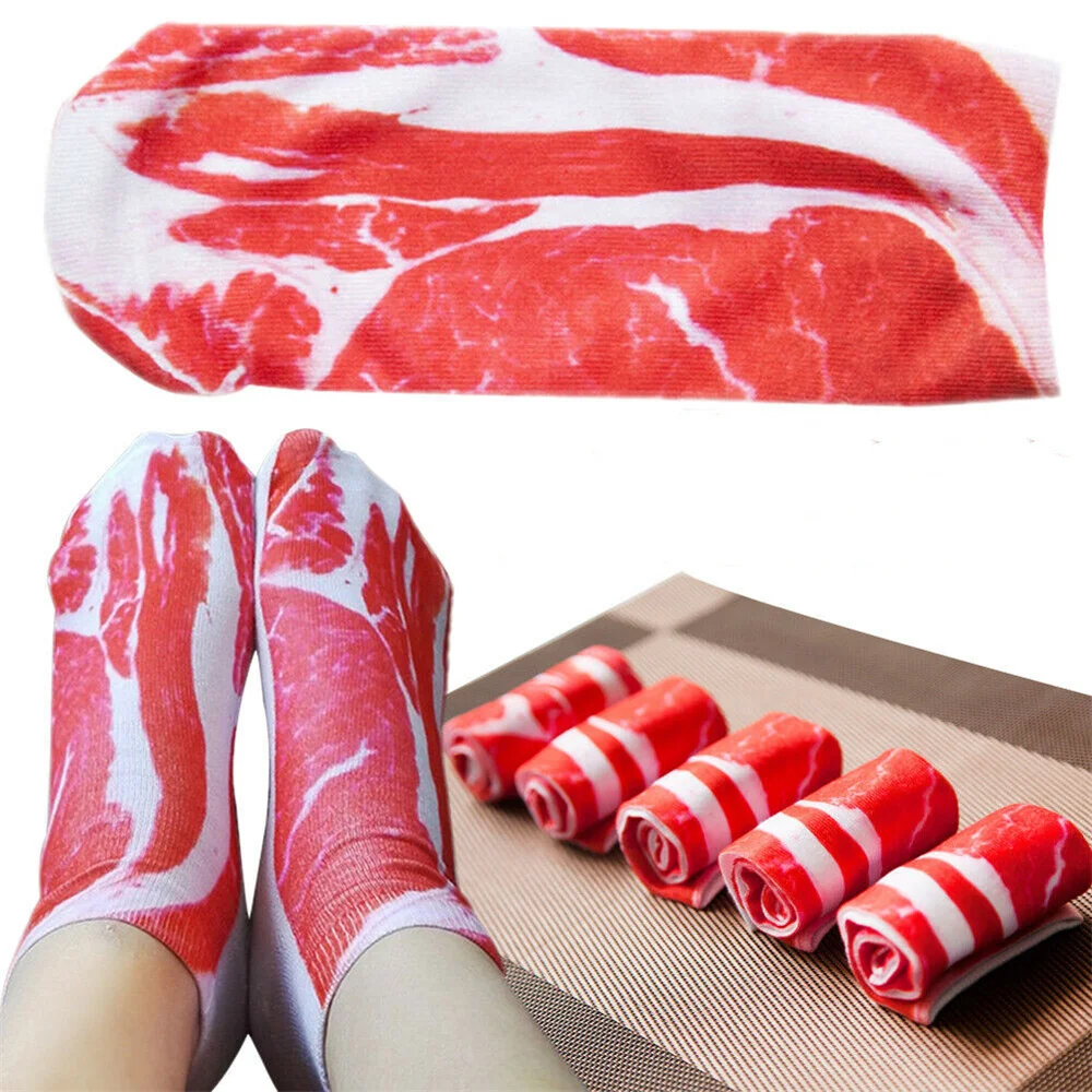 Top Trends: Steak Gift Weird Novelty Funny Chef Joke Beef Meat Socks Vegan Bacon Pork Gag Socks Cotton Sox New Year&#039;s Gift For Firends 2022 Shoppable Styles