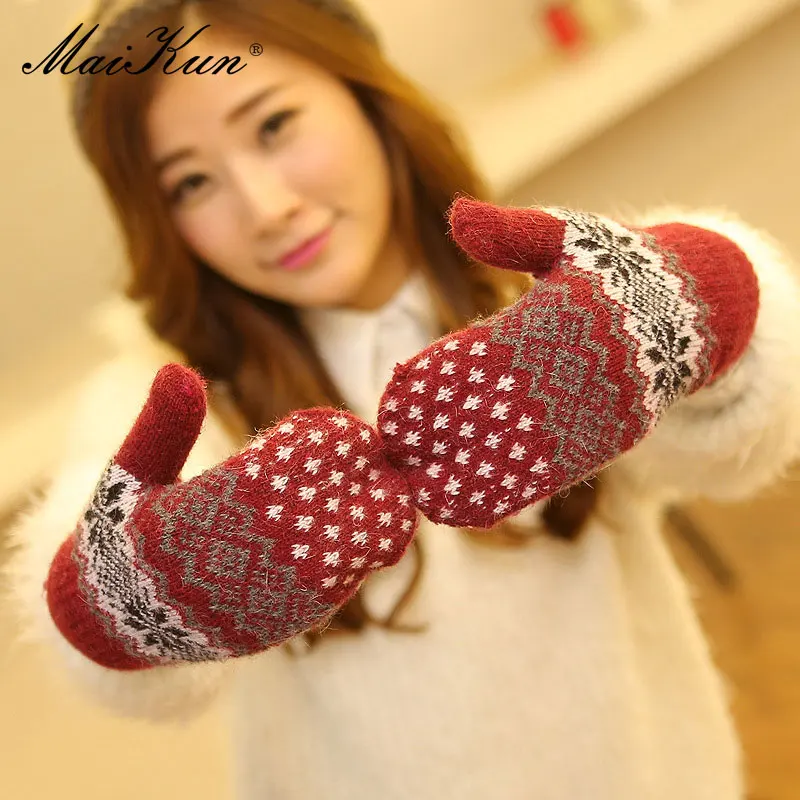 Top Trends: Maikun New Autumn And Wnter Gloves Ladies Double-Layer Plus Velvet Thick Warm Knitted Bag Finger Gloves Shoppable Styles