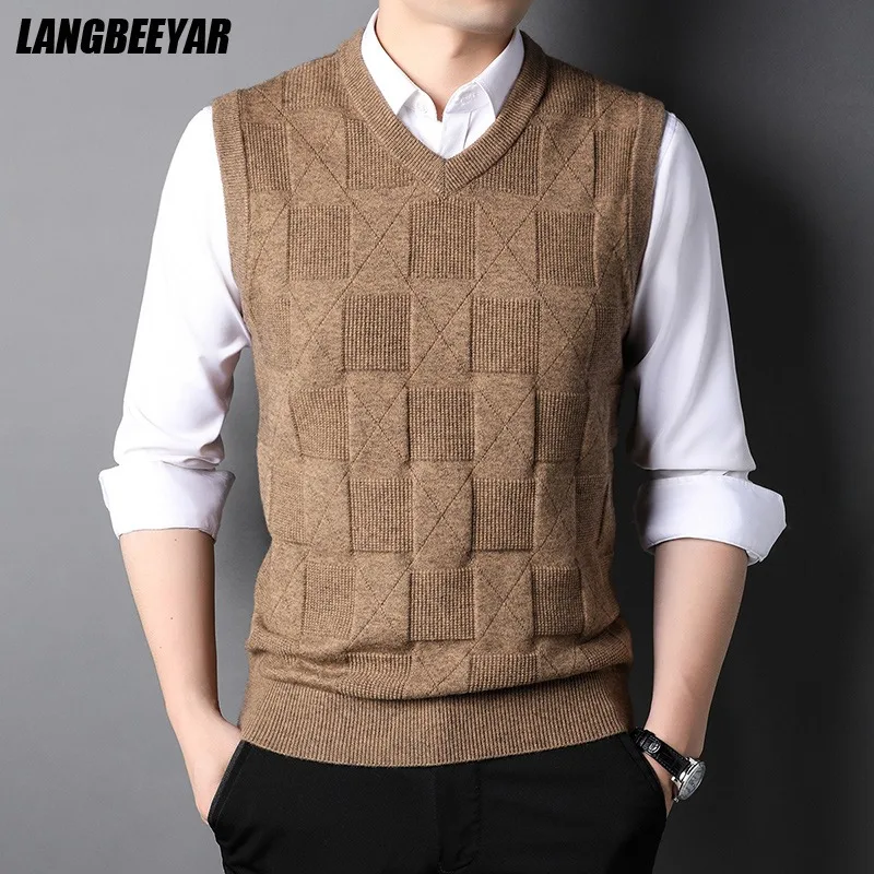 Top Trends: Top Grade New Fashion Brand Knit Pullover Sleeveless Sweater Vest Men V-Neck Sleeveless Preppy Trendy Casual Mens Clothes 2023 Shoppable Styles