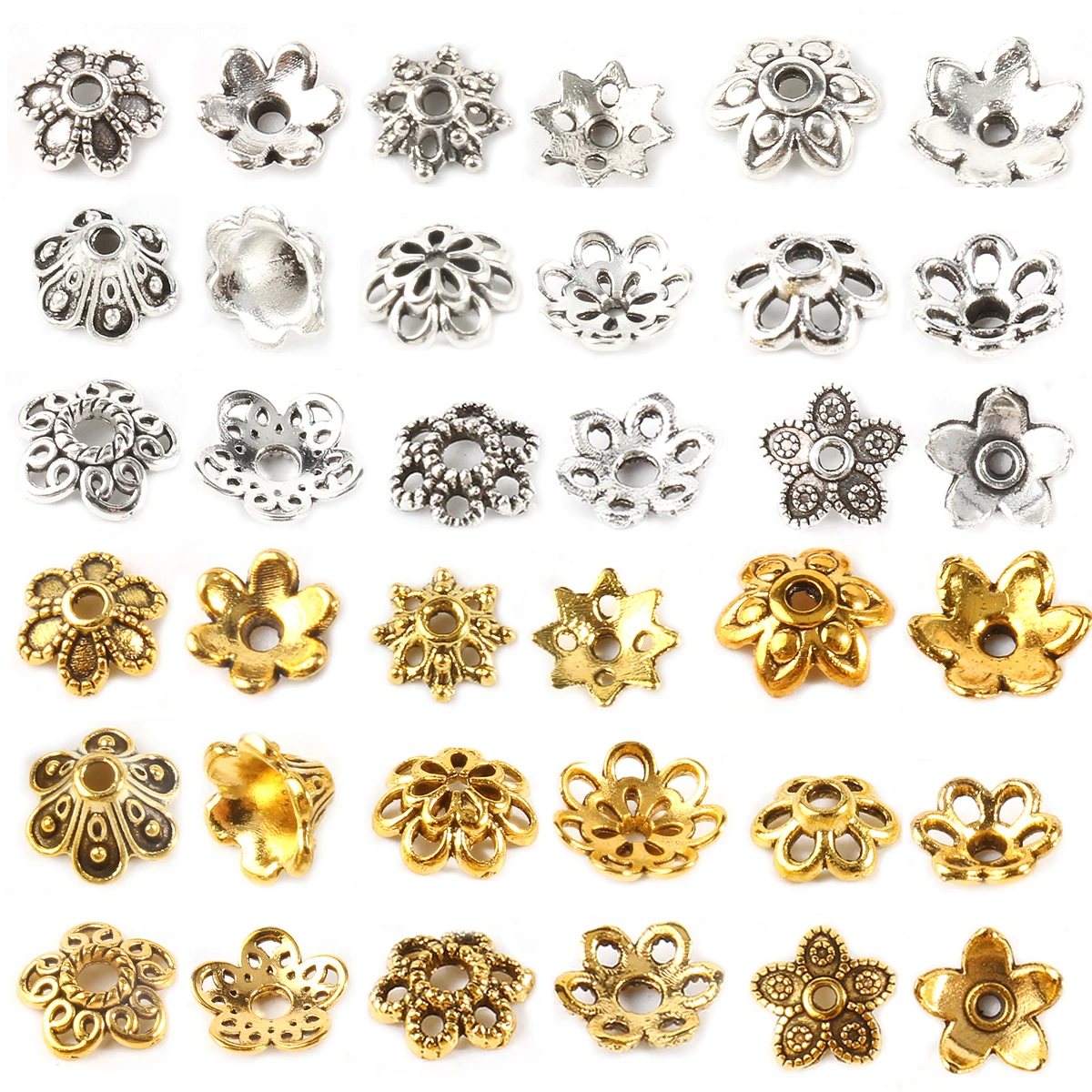 Top Trends: Antique Gold Tibetan Silver Color Beads Caps End Caps Flower Beads Needlework For Jewelry Making Findings DIY Accessories Shoppable Styles