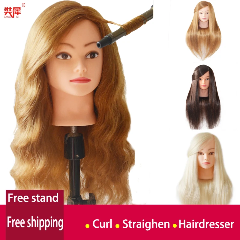 Top Trends: Mannequin Head For Hairstyles Human Hair And Synthetic Mixing Professional Styling Head Doll Hot Curl Iron Straighten Training Shoppable Styles