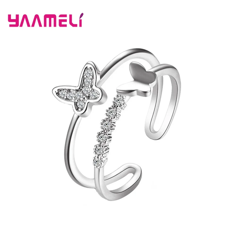 Top Trends: New 925 Sterling Silver Dancing Butterfly Rose Gold Srebrne Open Adjustable Women Ring Luxury Trendy Cubic Zirconia Jewelry Anel Shoppable Styles