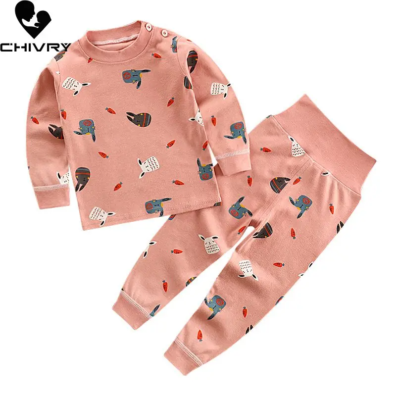 Top Trends: New Kids Boys Girls Pajama Sets Cartoon Print Long Sleeve O-Neck T-Shirt Tops With Pants Toddler Baby Autumn Sleeping Clothing Shoppable Styles