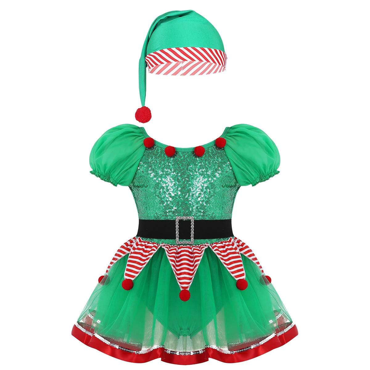 Top Trends: Kids Girls Elf Christmas Sequin Tutu Dress New Year Festival Santa Clause Costume Sequined Toddler Fancy Dress Up Party Dresses Shoppable Styles