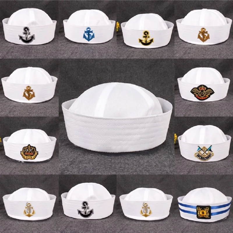 Top Trends: Military Hats Sailor Cap White Captain Navy Marine Caps With Anchor Army Hats For Women Men Child Fancy Cosplay Hat Accessories Shoppable Styles