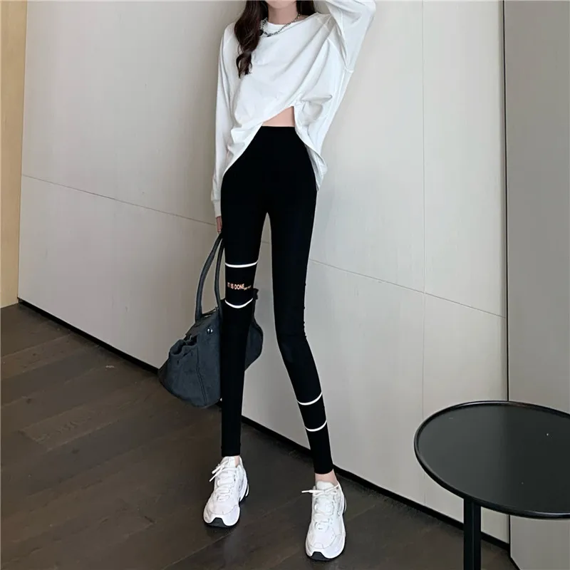 Top Trends: Women's Letter Printing Stretch Tights Slimming Casual Sports Leggings Autumn And Winter Fashion New Y2K Trousers Shoppable Styles