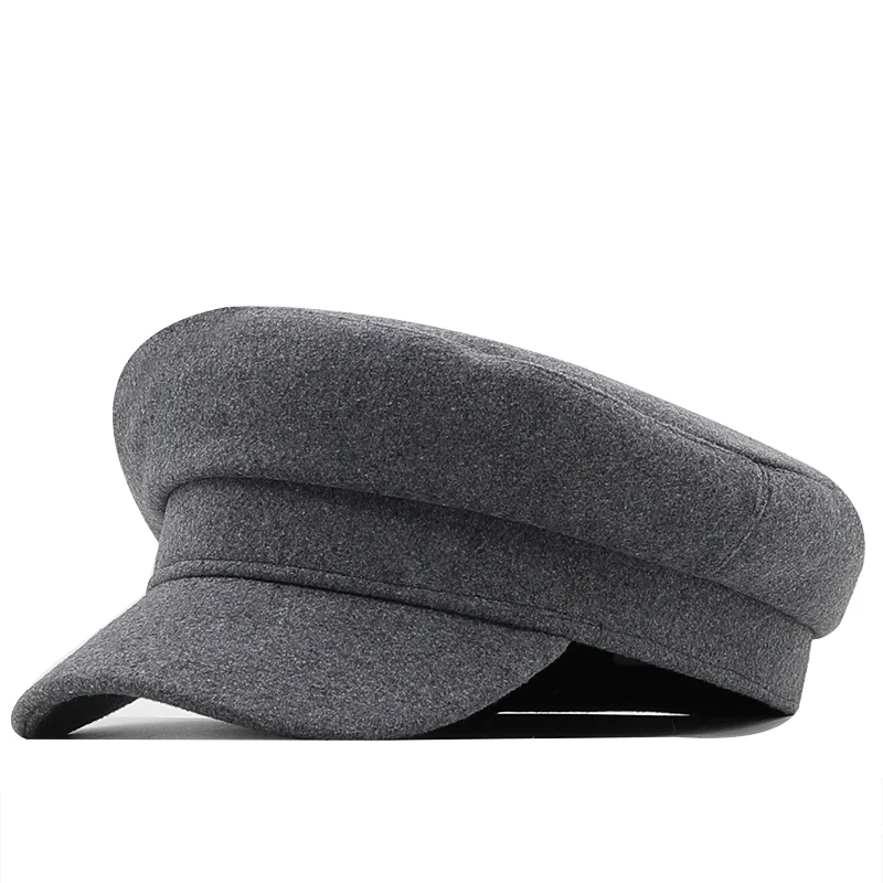 Top Trends: Classic Black High Quality Military Hat For Women Spring Autumn Winter Hats Felt Cap Winter Ladies Black Hat Woolen Beret Cap Shoppable Styles