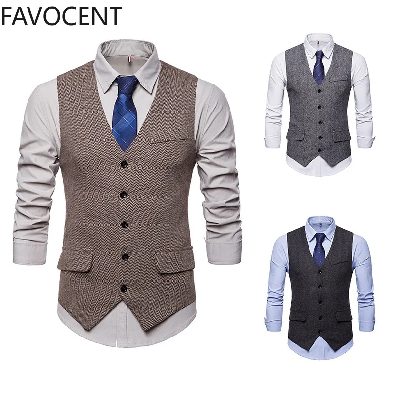 Top Trends: Smart Casual Suit Vest Men Business Vest Waistcoat Men Fashion Formal Dress Vest Suit Single Breasted Classic V-neck Wedding Top Shoppable Styles