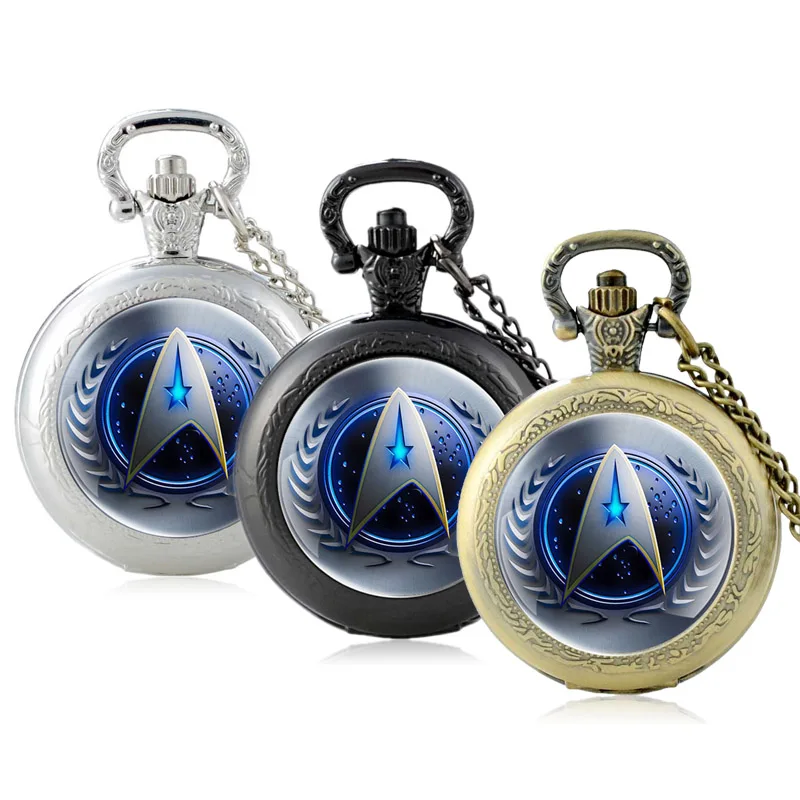 Top Trends: Classic Vintage Interstellar Symbol Glass Cabochon Quartz Pocket Watch Retro Men Women Pendant Necklace Chain Hours Clock Gifts Shoppable Styles