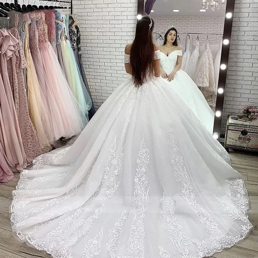 Top Trends: 2023 Lace Appliques Lace Up Ball Gown Luxury Beaded Princess Wedding Dress Off The Shoulder Bridal Customized Vestido De Noiva Shoppable Styles