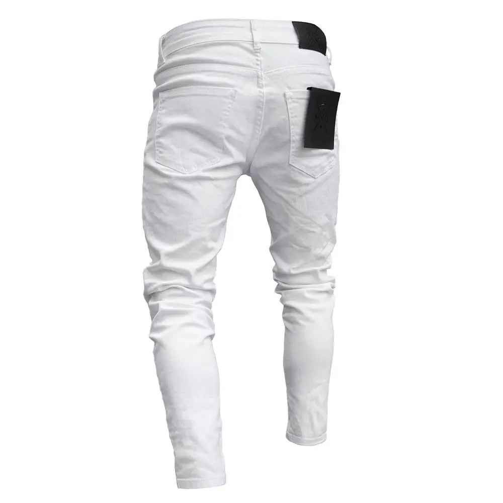 Top Trends: Mens Stretch Ripped Skinny Biker Jeans Pants Destroyed Slim Fit Denim Trousers Shoppable Styles - Image 4