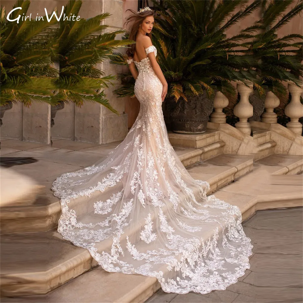 Top Trends: Modern Slim Mermaid Lace Open Back Wedding Gowns For Bride Sweetheart Off Shoulder Sleeve Bride Wedding Dresses Court Train 2022 Shoppable Styles