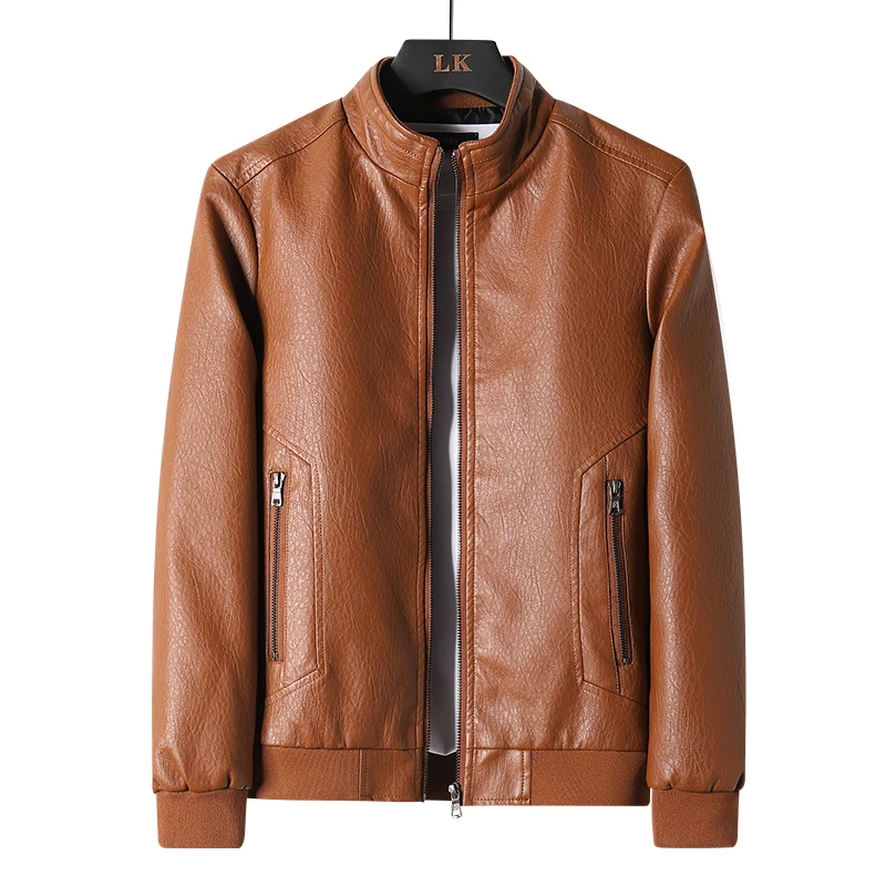 Top Trends: New Fashion Autumn Winter Warm Male Leather Jacket Plus Size 8XL Mens Stand Collar Coat Leather Motorcycle Jackets Zipper Coat Shoppable Styles