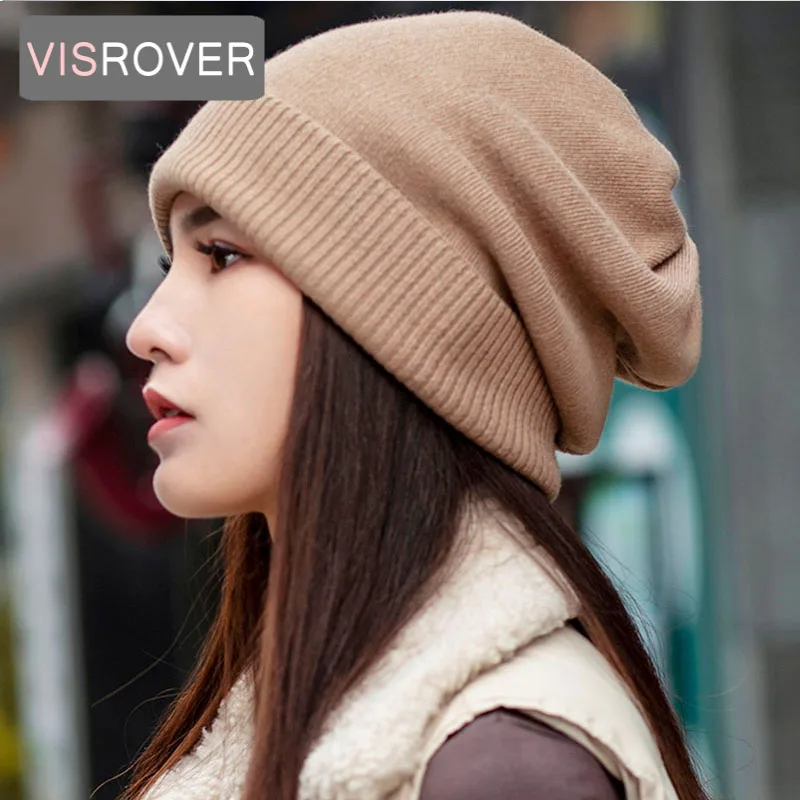 Top Trends: VISROVER 12 Colors Solid Real Cashmere Beanies Winter Hat For Woman Acrylic Hat Woman Autumn Warm Skullies For Man Wholesales Shoppable Styles