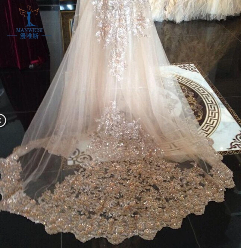 Top Trends: In Stock Bridal Veils Sequins Luxury Cathedral Veil Appliques Lace Edge Custom Made Long Wedding Veils Sequins Wraps Shoppable Styles