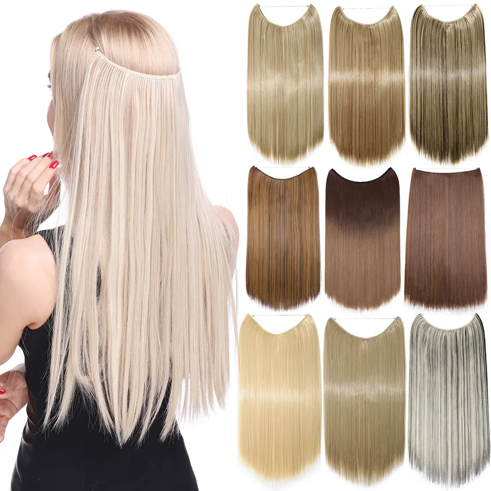 Top Trends: S-noilite 32colors Synthetic Invisible Wire Hair Extension Clip In False Hair Hairpieces Long Hair Extensions For Women Shoppable Styles