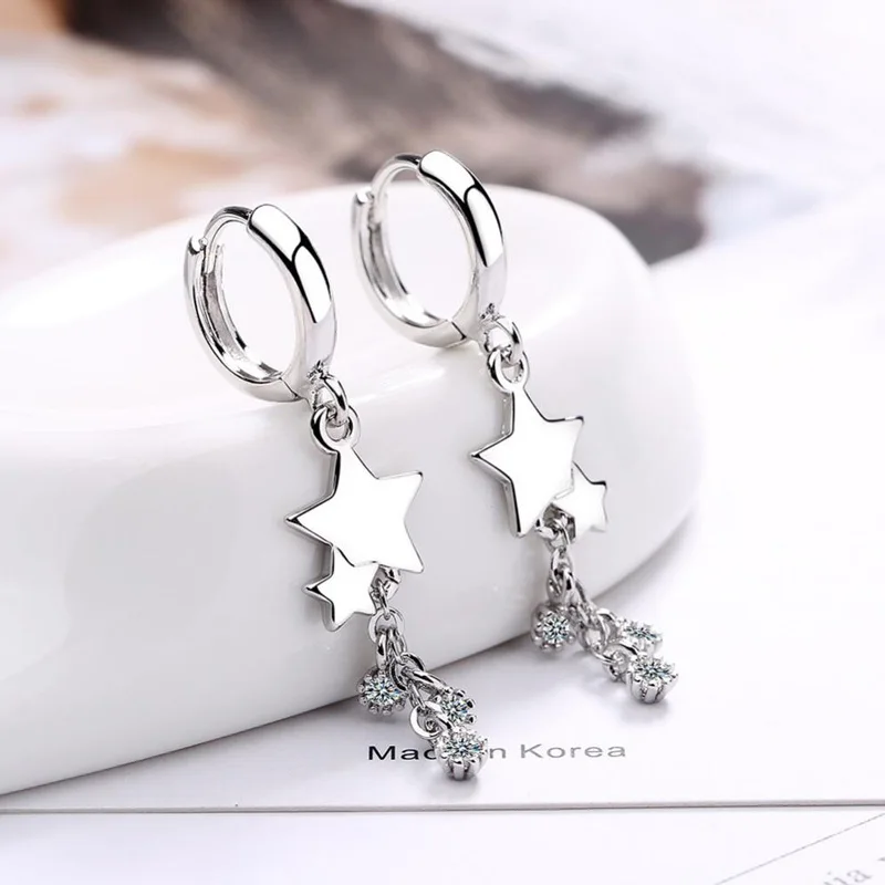 Top Trends: Exquisite 925 Sterling Silver Earrings Women Wedding Jewelry Popular Zircon Tassel Star Earring Lady Party Accessories KOFSAC Shoppable Styles