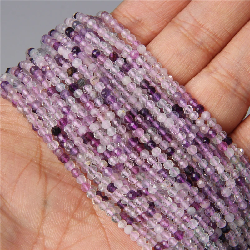 Top Trends: Small Natural Faceted Stone Beads Purple Mica 2 / 3 / 4mm Quartzs Amethysts Agates Fluorite Crystal Faceted Beads For Jewelry Making Shoppable Styles - Image 2