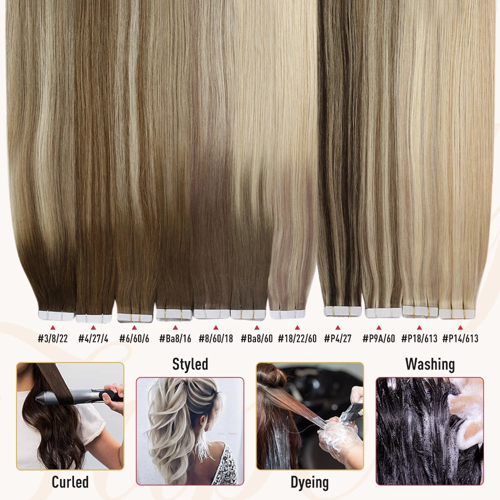 Top Trends: Moresoo Human Hair Extensions Tape In Remy Ash Blonde Highlight Hair Silky Straight Hair Extensions 100% Real Tape In Human Hair Shoppable Styles - Image 3