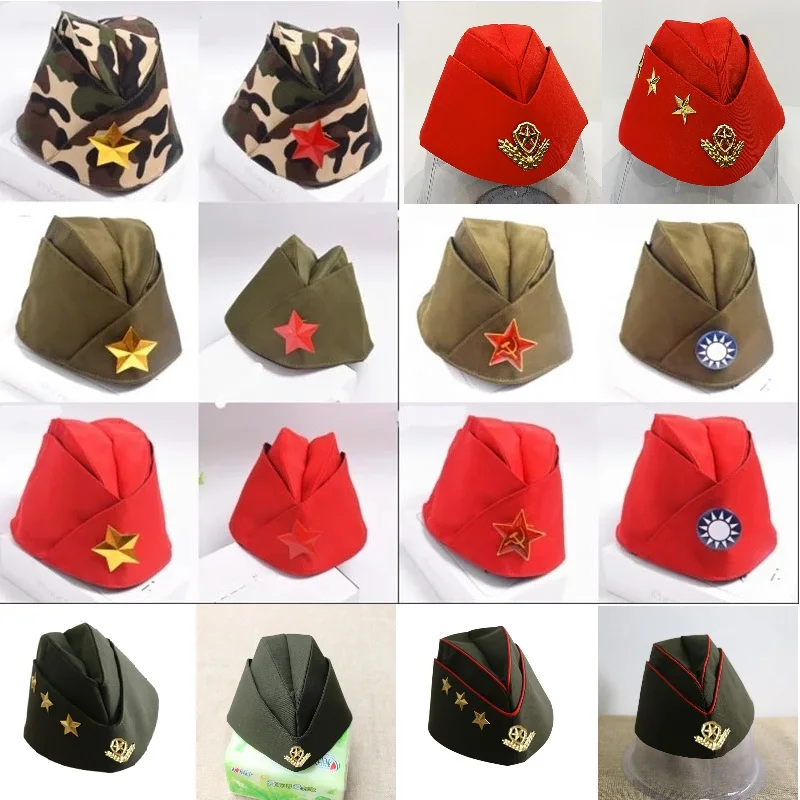 Top Trends: Fashion Military Hat Russian Army Cap Green Camo Badge Sailor Stage Performance Cosplay Hats Boat Cap Women Men Hair Accessories Shoppable Styles