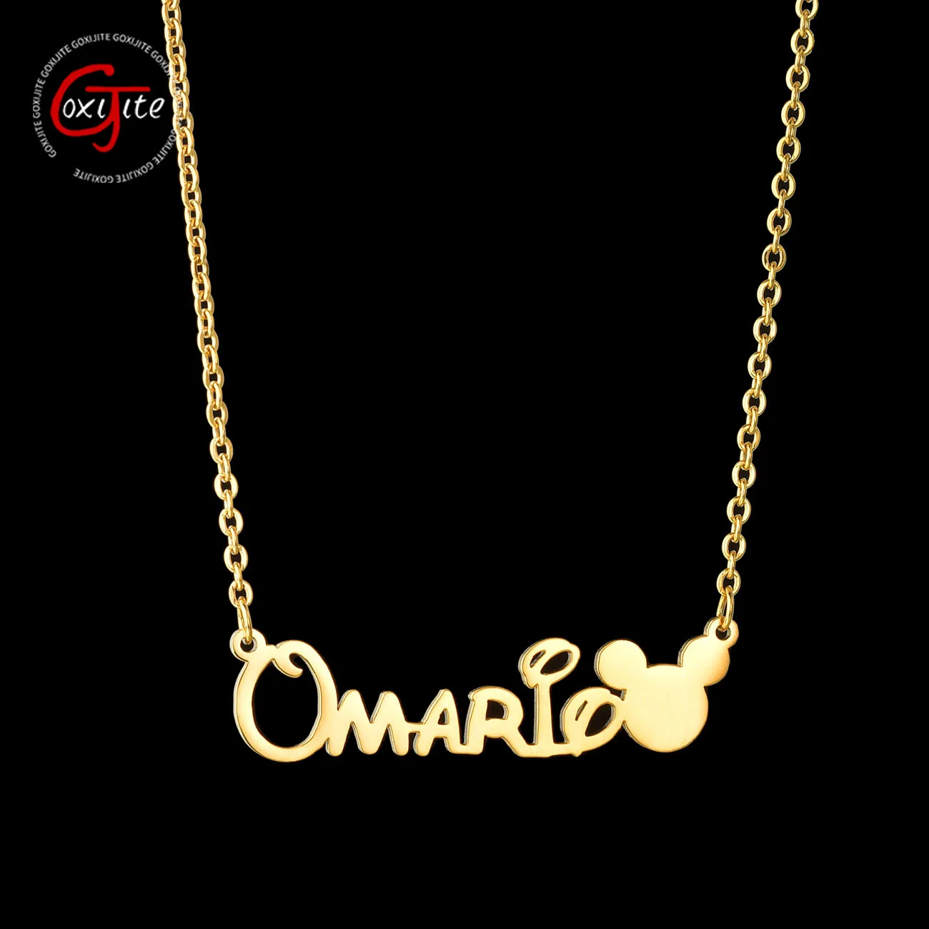 Top Trends: Goxijite Customized Name Necklace For Women Kid Cartoon Mickey Personalized Nameplate Stainless Steel Necklaces Party Gift Shoppable Styles