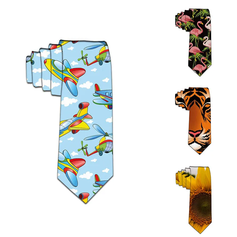 Top Trends: 3D Printed Men&#039;s Polyester Slim Tie Funny Pattern Wedding Party Casual Happy 8cm Wide Tie Jacquard Weave Man Shirt Accessories Shoppable Styles