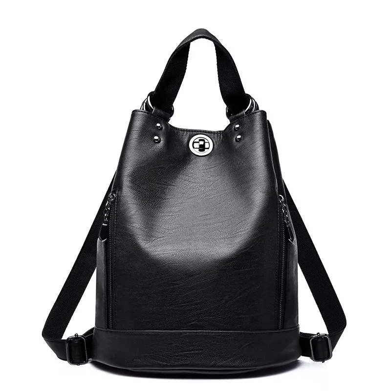 Top Trends: Two-Purpose Leather Backpack For Women's Bag 2022 High Quality Female Versatile Shoulder Travel Backpack Fashion Retro Student Shoppable Styles