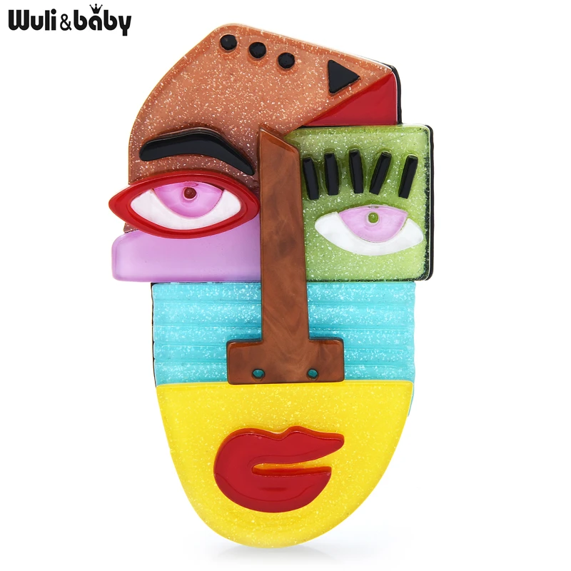 Top Trends: Wuli&baby Acrylic Creative Face Brooches For Women Unisex Multicolor Fashion Face Figure Party Office Brooch Pin Gifts Shoppable Styles