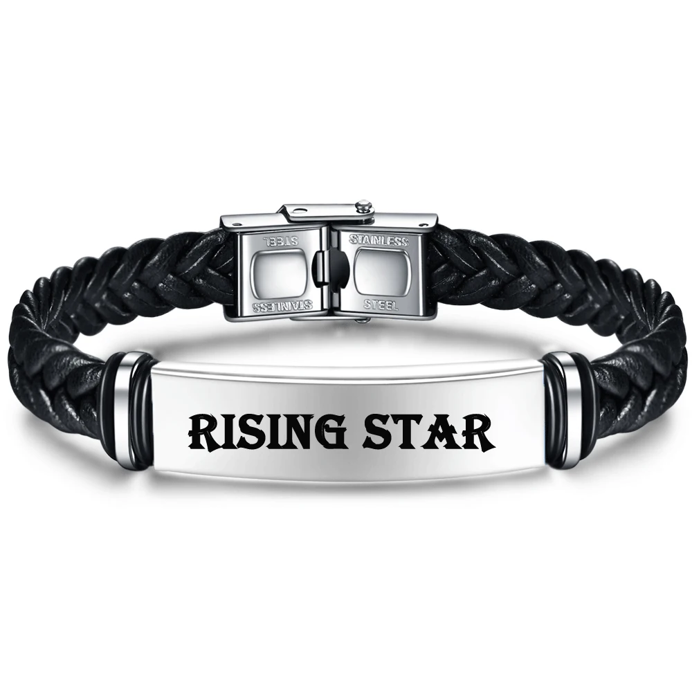 Top Trends: Men's Custom Personalize Engrave Jewelry Bracelets Fashion Braided Leather Inspirational Gifts Wristbands Bracelet For Him Shoppable Styles - Image 5