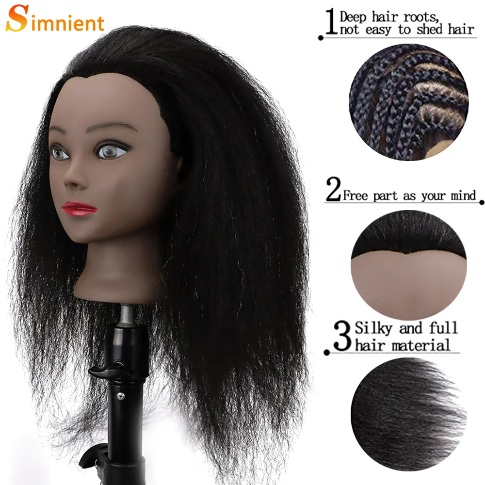 Top Trends: Afro Mannequin Heads Hairdresser Training Manikin With 100% Human Hair Cosmetology Hair Manikin Head For Practice Styling Braid Shoppable Styles