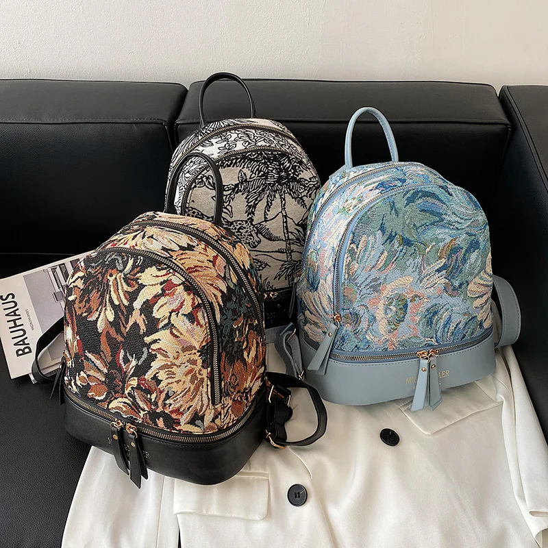 Top Trends: Designer Small Women Backpack Soft Flower Pattern Mini Female Shoulder Bags School Backpacks Bag For Teenage Girls Purses Shoppable Styles