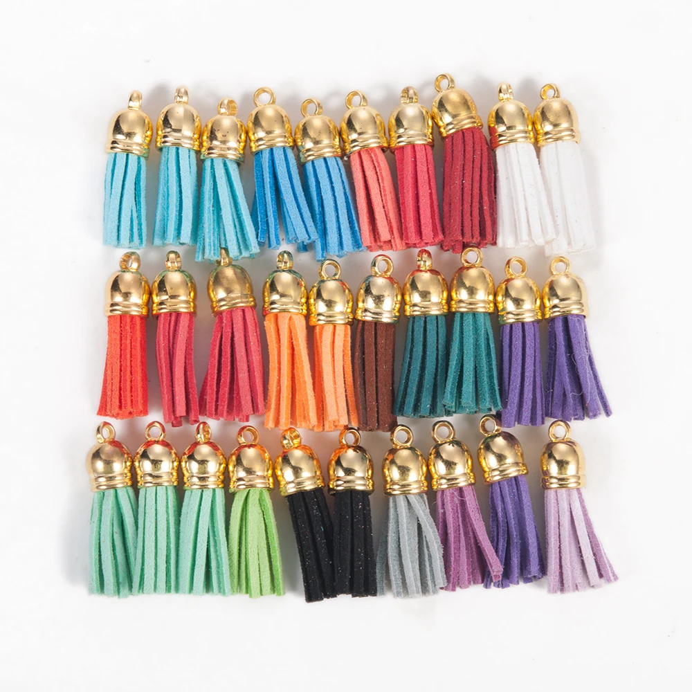 Top Trends: 30pcs / Lot New Multicolor Gold Tassel Charms For Jewelry Making 3.5cm Korean Velvet Tassel Necklace Earrings DIY Jewelry Findings Shoppable Styles