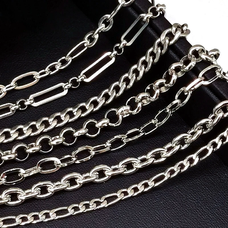 Top Trends: 1meter Stainless Steel Chains For Jewelry Making DIY Rolo Cable Link Chains Necklace Bracelet Handmade Accessories Wholesale Shoppable Styles