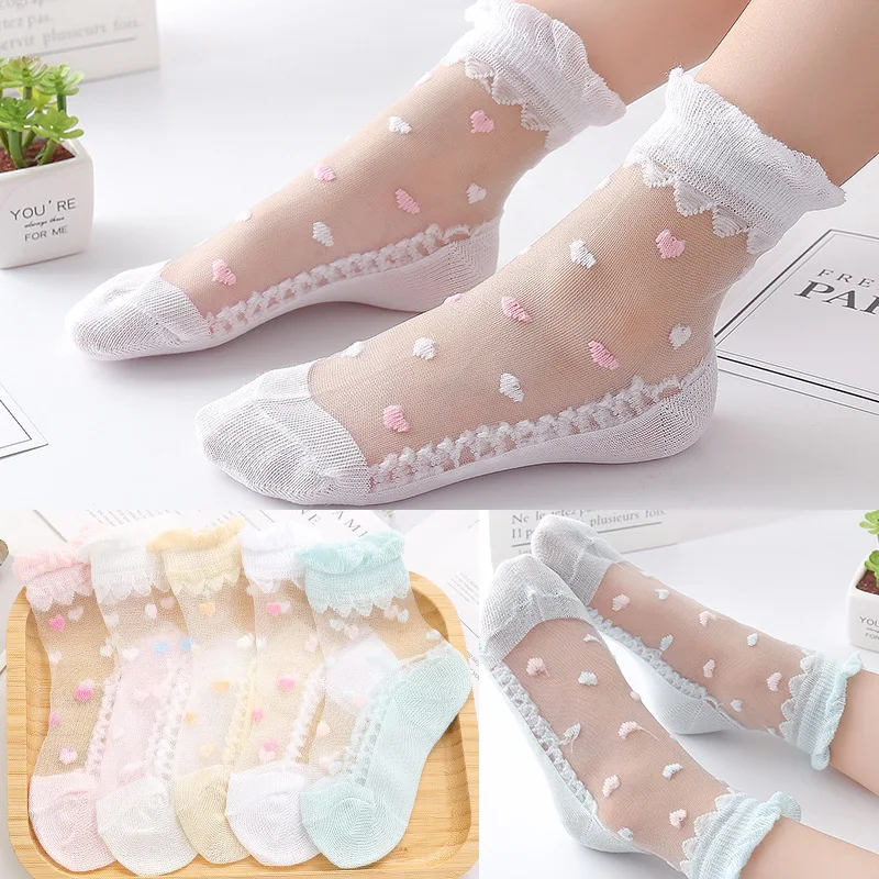 Top Trends: 5 Pairs / Lot Girls Socks Summer Breathable Children Short Ankle Socks For 1-12 Years Kids Soft Cotton Lace Princess Mesh Socks Shoppable Styles