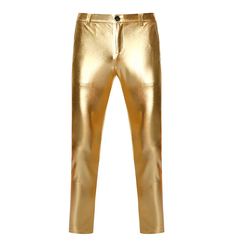 Top Trends: Motorcycle PU Leather Pants Men Brand Skinny Shiny Gold Coated Metallic Pants Trousers Nightclub Stage Perform Pants For Singers Shoppable Styles