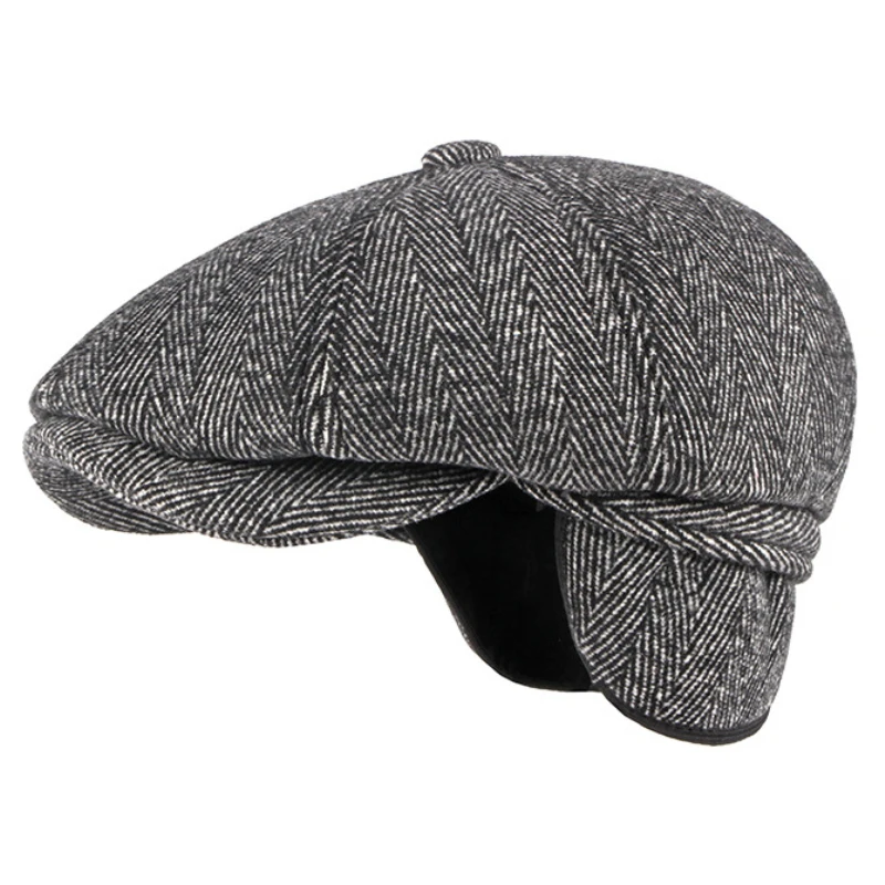 Top Trends: HT3336 Autumn Winter Cap Hat Thick Warm Men Beret Cap Male Vintage Wool Beret Hat Dad Grandfather Ivy Octagonal Newsboy Flat Cap Shoppable Styles