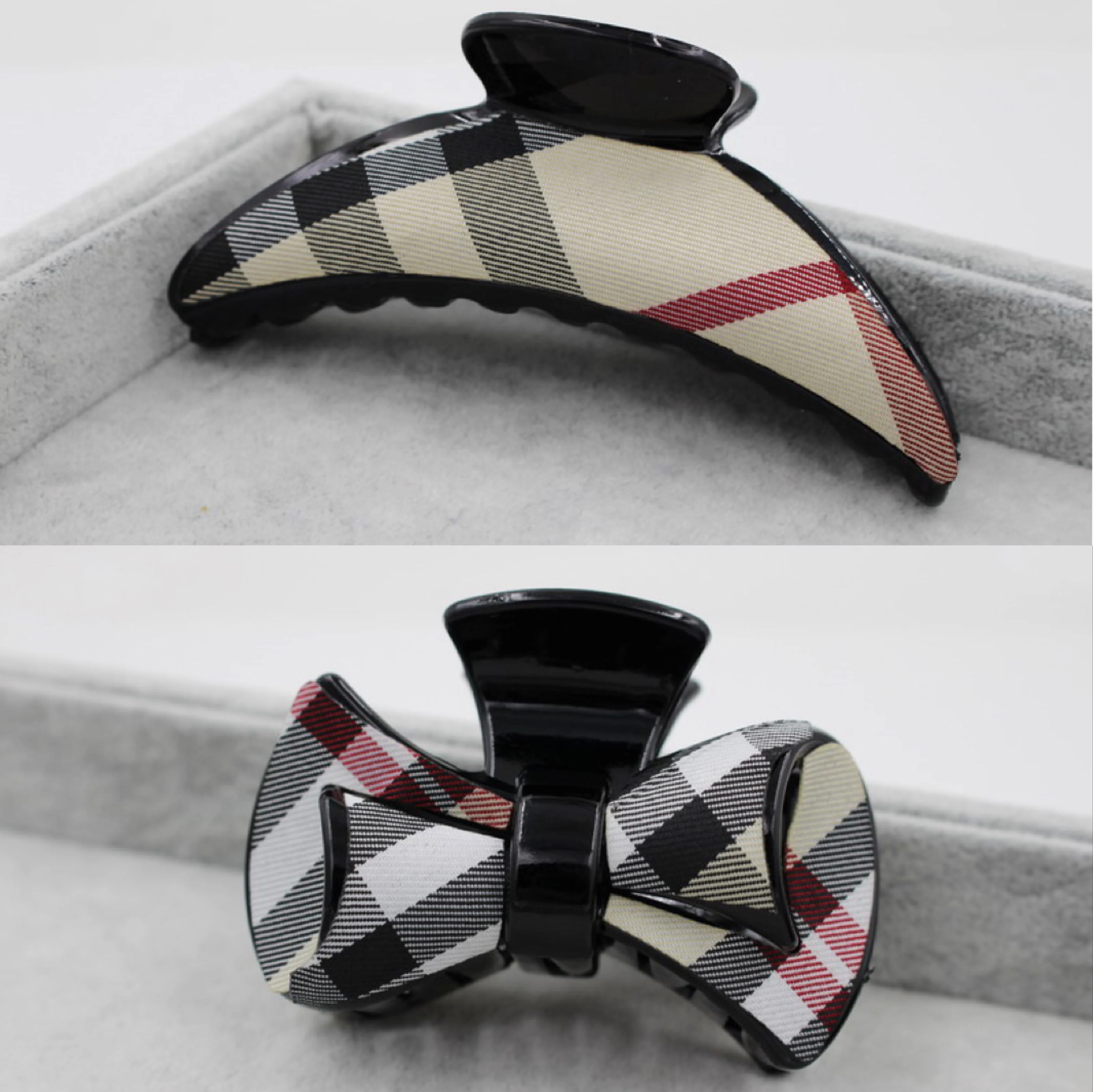 Top Trends: Retro Fashion Grid Plaid Hair Claw Hair Accessories Classic Bow Stripe Houndstooth Hair Claw Clips For Women Headwear Hairpins Shoppable Styles