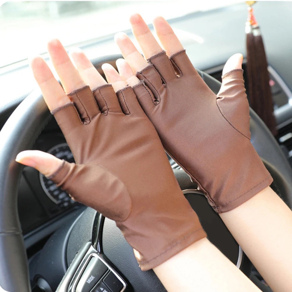 Top Trends: Car Driving Gloves Anti-UV Gloves Women Men Half Finger Gloves Thin Sweat Absorption Breathable Non-Slip Drive Hand Protector Shoppable Styles