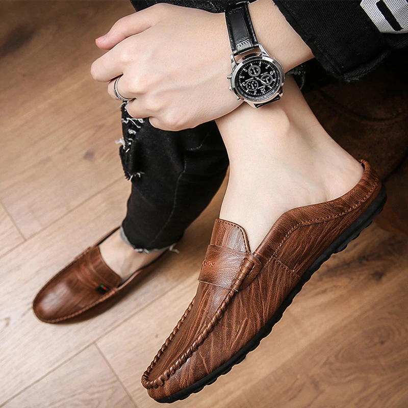 Top Trends: Slippers For Men Loafers Leather Indoor Home Slippers Men Spring Slip On Soft Comfor Black Bedroom Indoor Flat Men Shoes Shoppable Styles