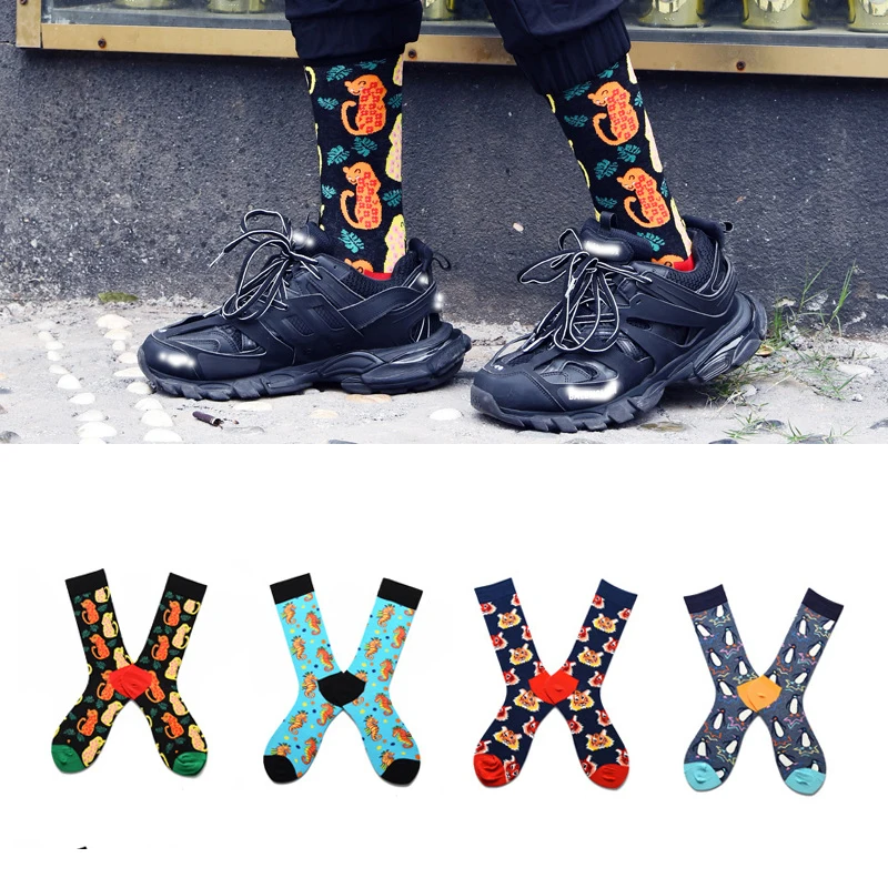 Top Trends: Autumn And Winter New Seahorse Fish Animal Series Long Tube Men&#039;s Socks European And American Fashion Socks Shoppable Styles