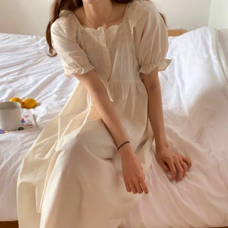 Top Trends: Fdfklak Sweet Student Sleepwear Sleepshirt Summer Short Sleeve Cotton Nightgowns Women Loose Long Night Dress Female Nightwear Shoppable Styles