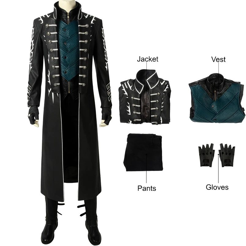 Top Trends: Game DMC 5 Cosplay Costume Demon Hunter Vergil Long Fashion Jacket Fancy Masquerade Carnival Outfit With Boots Shoppable Styles