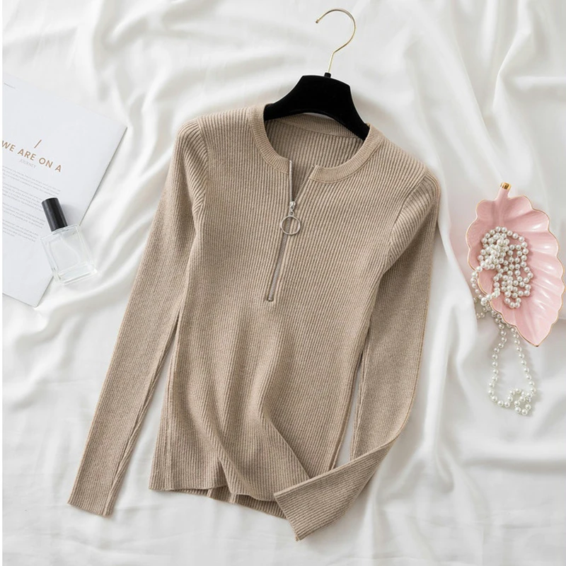 Top Trends: Zipper Winter Clothes Knitted Woman Sweaters Pullovers Autumn Winter Basic Women's Jumper Slim Women's Sweater Pull Long Sleeve Shoppable Styles - Image 3