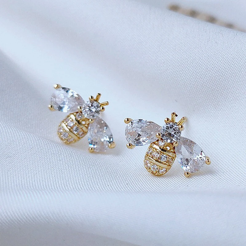 Top Trends: Temperament Cubic Zirconia Insect Bee Stud Earrings For Women Delicate Animal Crystal Earrings Jewelry Brincos Wholesale Shoppable Styles