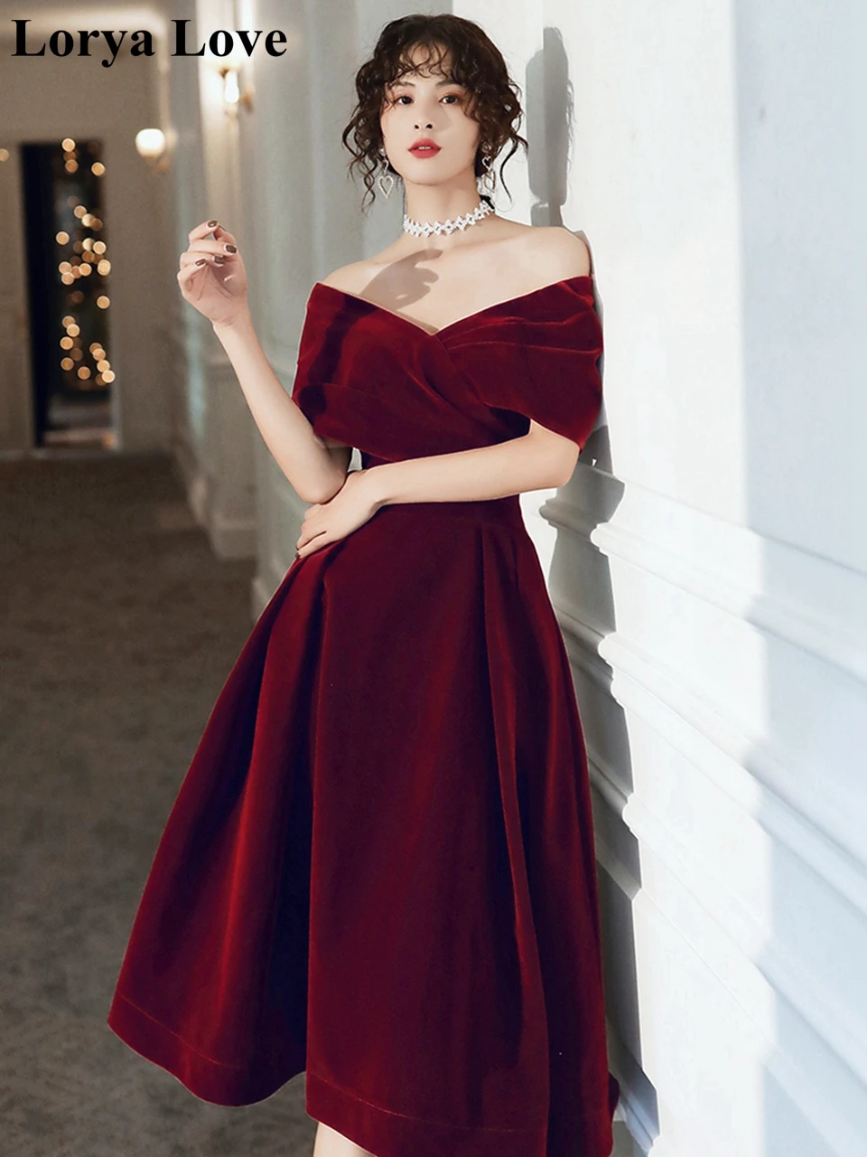 Top Trends: Burgundy Velour Prom Dresses 2024 Women Party Night Formal Long Evening Dress Elegant Wine Red Off The Shoulder Graduatin Gowns Shoppable Styles