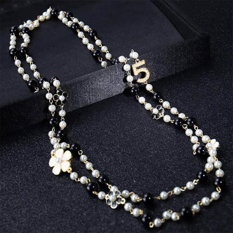 Top Trends: Long Pendants Layered Camellia Pearl Necklace Collares De Moda Flower Party Jewelry Shoppable Styles