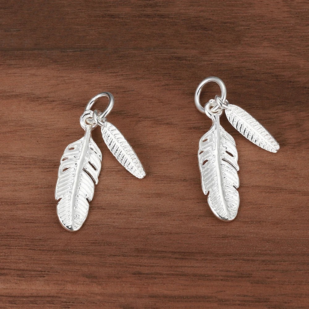 Top Trends: 20x6mm 925 Sterling Silver Leaf Feather Connection Charm Pendant For Earrings Necklace Accessories Jewelry Making DIY Components Shoppable Styles