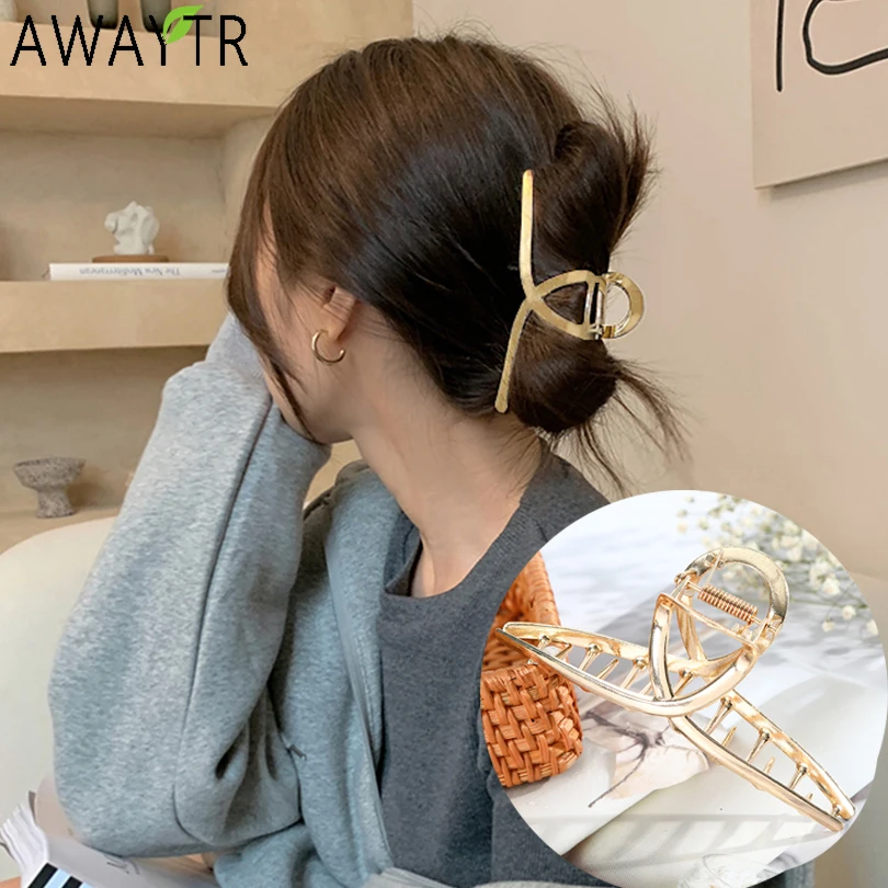 Top Trends: AWAYTR Women Barrettes Metal Hair Claws Thick Hair Accessories Hair Clips Hairpins Ladies Hairgrip Headwear Girls Ornaments Crab Shoppable Styles